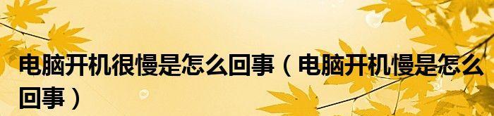 笔记本电脑反应太慢的原因及解决方法（探究笔记本电脑反应缓慢的根本问题）  第1张